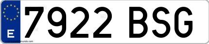 Ejemplo de matrícula española 7922 BSG