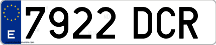 Ejemplo de matrícula de coche ordinaria 7922 DCR