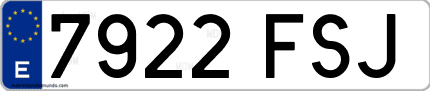 Ejemplo de matrícula de coche ordinaria 7922 FSJ