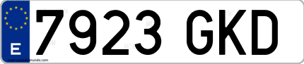 Ejemplo de matrícula de coche ordinaria 7923 GKD