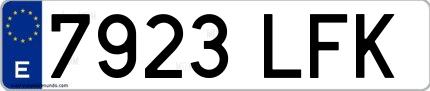 Ejemplo de matrícula española 7923 LFK
