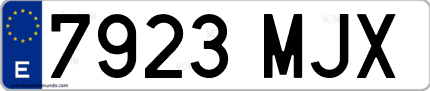Ejemplo de matrícula de coche ordinaria 7923 MJX