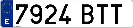 Ejemplo de matrícula española 7924 BTT