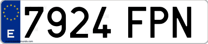 Ejemplo de matrícula de coche ordinaria 7924 FPN