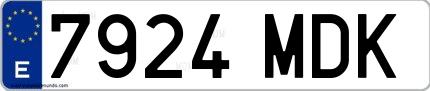 Ejemplo de matrícula española 7924 MDK