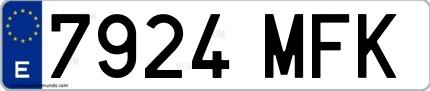 Ejemplo de matrícula española 7924 MFK