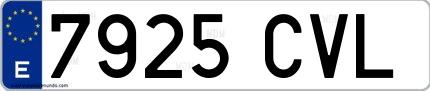 Ejemplo de matrícula española 7925 CVL
