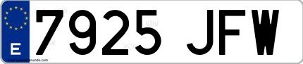 Ejemplo de matrícula española 7925 JFW