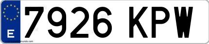 Ejemplo de matrícula española 7926 KPW
