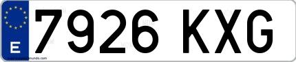 Ejemplo de matrícula española 7926 KXG