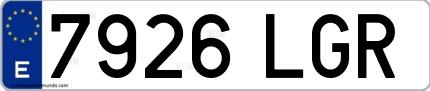 Ejemplo de matrícula española 7926 LGR