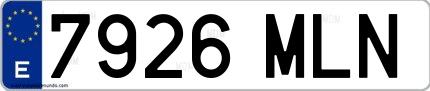 Ejemplo de matrícula de coche ordinaria 7926 MLN