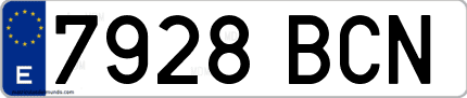 Ejemplo de matrícula de coche ordinaria 7928 BCN