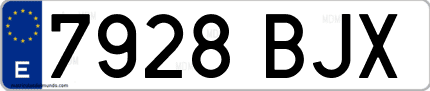Ejemplo de matrícula de coche ordinaria 7928 BJX