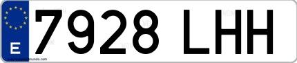 Ejemplo de matrícula española 7928 LHH