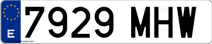 Ejemplo de matrícula de coche ordinaria 7929 MHW