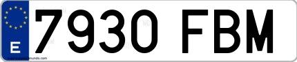 Ejemplo de matrícula española 7930 FBM