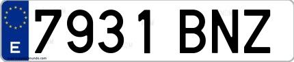 Ejemplo de matrícula española 7931 BNZ