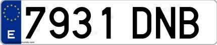 Ejemplo de matrícula española 7931 DNB