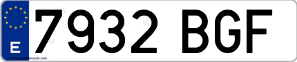 Ejemplo de matrícula de coche ordinaria 7932 BGF