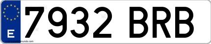 Ejemplo de matrícula española 7932 BRB