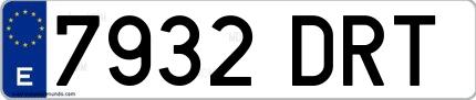 Ejemplo de matrícula española 7932 DRT