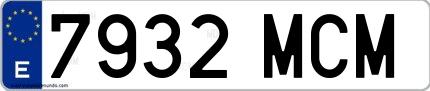 Ejemplo de matrícula española 7932 MCM