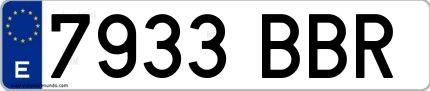 Ejemplo de matrícula española 7933 BBR