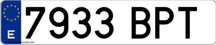 Ejemplo de matrícula española 7933 BPT