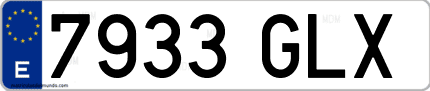 Ejemplo de matrícula de coche ordinaria 7933 GLX