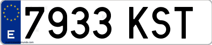 Ejemplo de matrícula de coche ordinaria 7933 KST