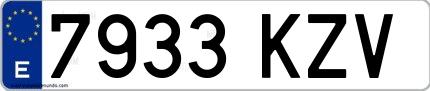 Ejemplo de matrícula española 7933 KZV