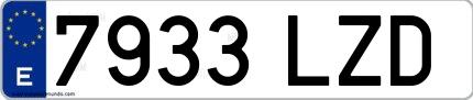 Ejemplo de matrícula española 7933 LZD