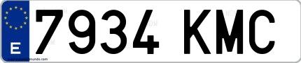 Ejemplo de matrícula española 7934 KMC