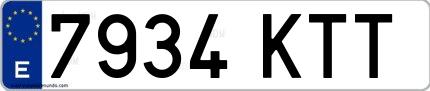Ejemplo de matrícula española 7934 KTT