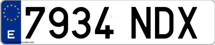 Ejemplo de matrícula de coche ordinaria 7934 NDX