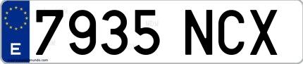 Ejemplo de matrícula española 7935 NCX