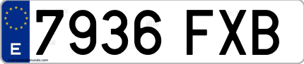 Ejemplo de matrícula de coche ordinaria 7936 FXB