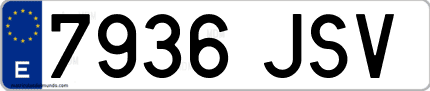 Ejemplo de matrícula de coche ordinaria 7936 JSV