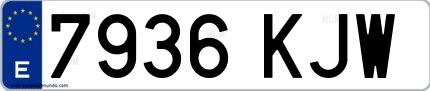 Ejemplo de matrícula española 7936 KJW