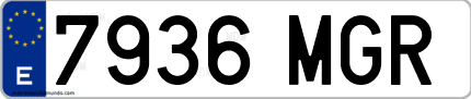 Ejemplo de matrícula de coche ordinaria 7936 MGR