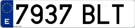 Ejemplo de matrícula española 7937 BLT