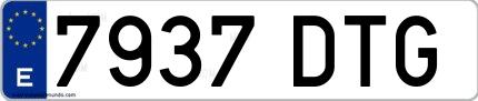 Ejemplo de matrícula española 7937 DTG