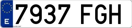 Ejemplo de matrícula española 7937 FGH