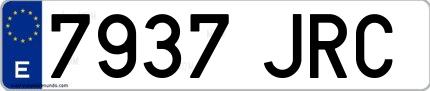 Ejemplo de matrícula española 7937 JRC