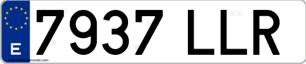 Ejemplo de matrícula de coche ordinaria 7937 LLR