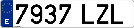 Ejemplo de matrícula de coche ordinaria 7937 LZL