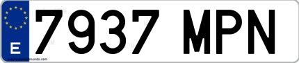 Ejemplo de matrícula española 7937 MPN