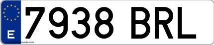 Ejemplo de matrícula española 7938 BRL