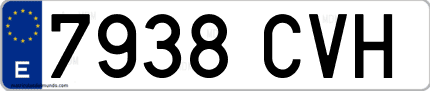 Ejemplo de matrícula de coche ordinaria 7938 CVH